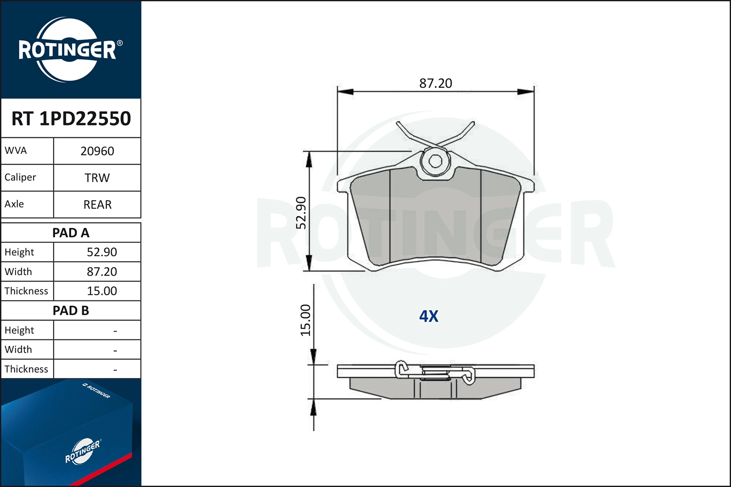 ROTINGER fékbetétkészlet, tárcsafék - RT 1PD22550 - TothCarparts