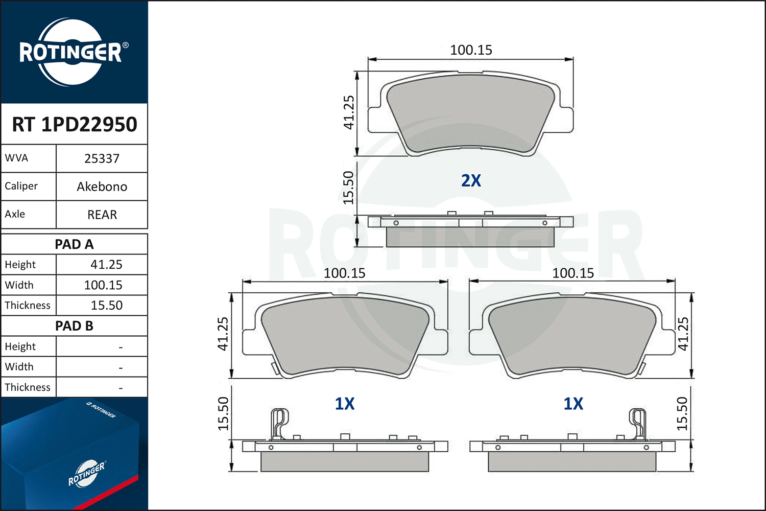 ROTINGER fékbetétkészlet, tárcsafék - RT 1PD22950 - TothCarparts