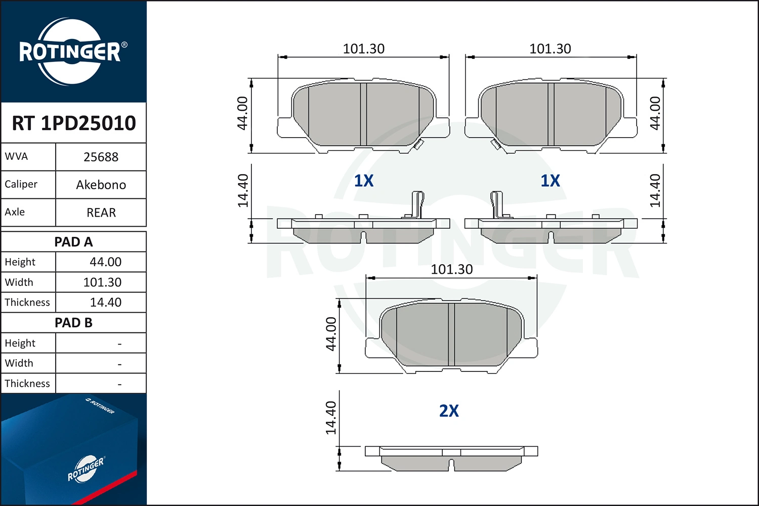 ROTINGER fékbetétkészlet, tárcsafék - RT 1PD25010 - TothCarparts