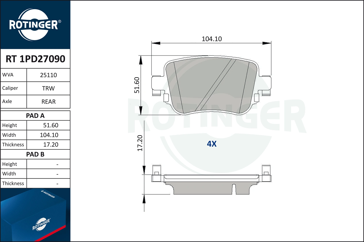 ROTINGER fékbetétkészlet, tárcsafék - RT 1PD27090 - TothCarparts
