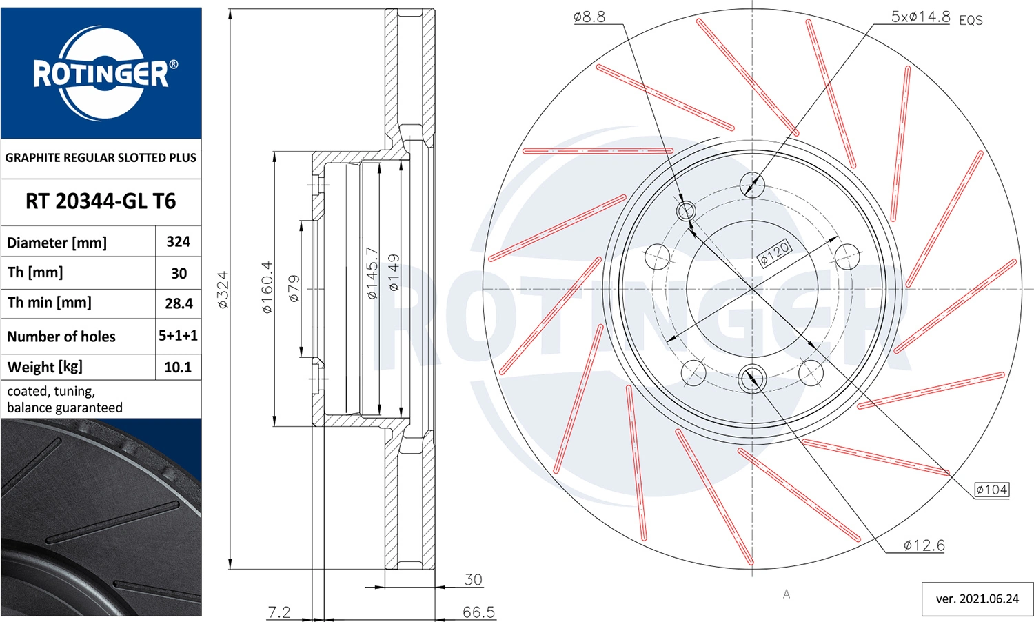 ROTINGER féktárcsa - RT 20050-GL T6 - TothCarparts