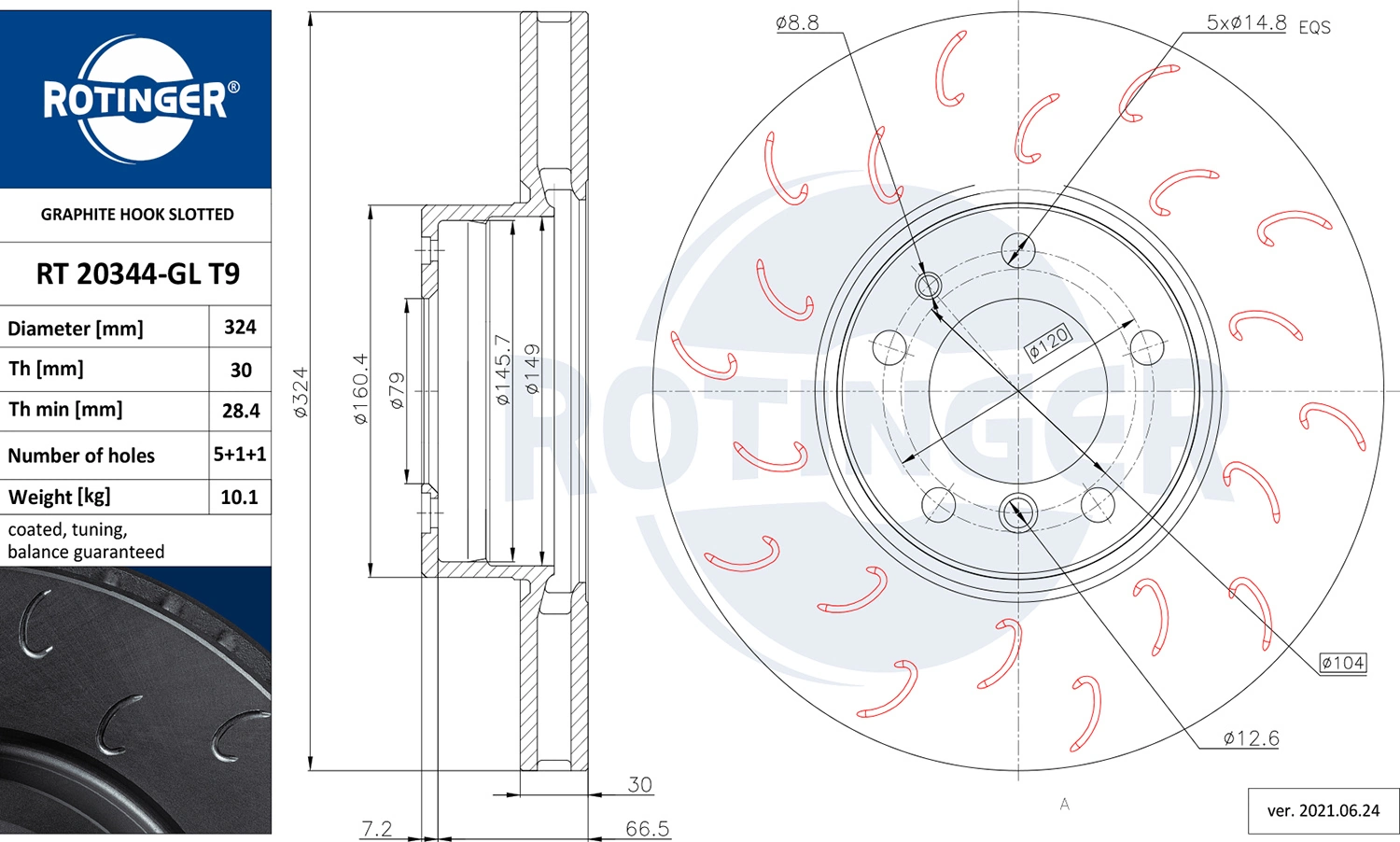 ROTINGER féktárcsa - RT 20050-GL T9 - TothCarparts