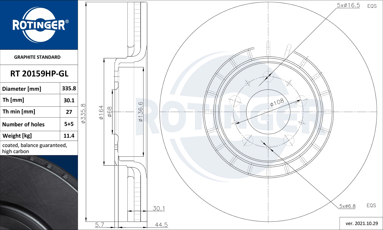 ROTINGER féktárcsa - RT 20159HP-GL - TothCarparts