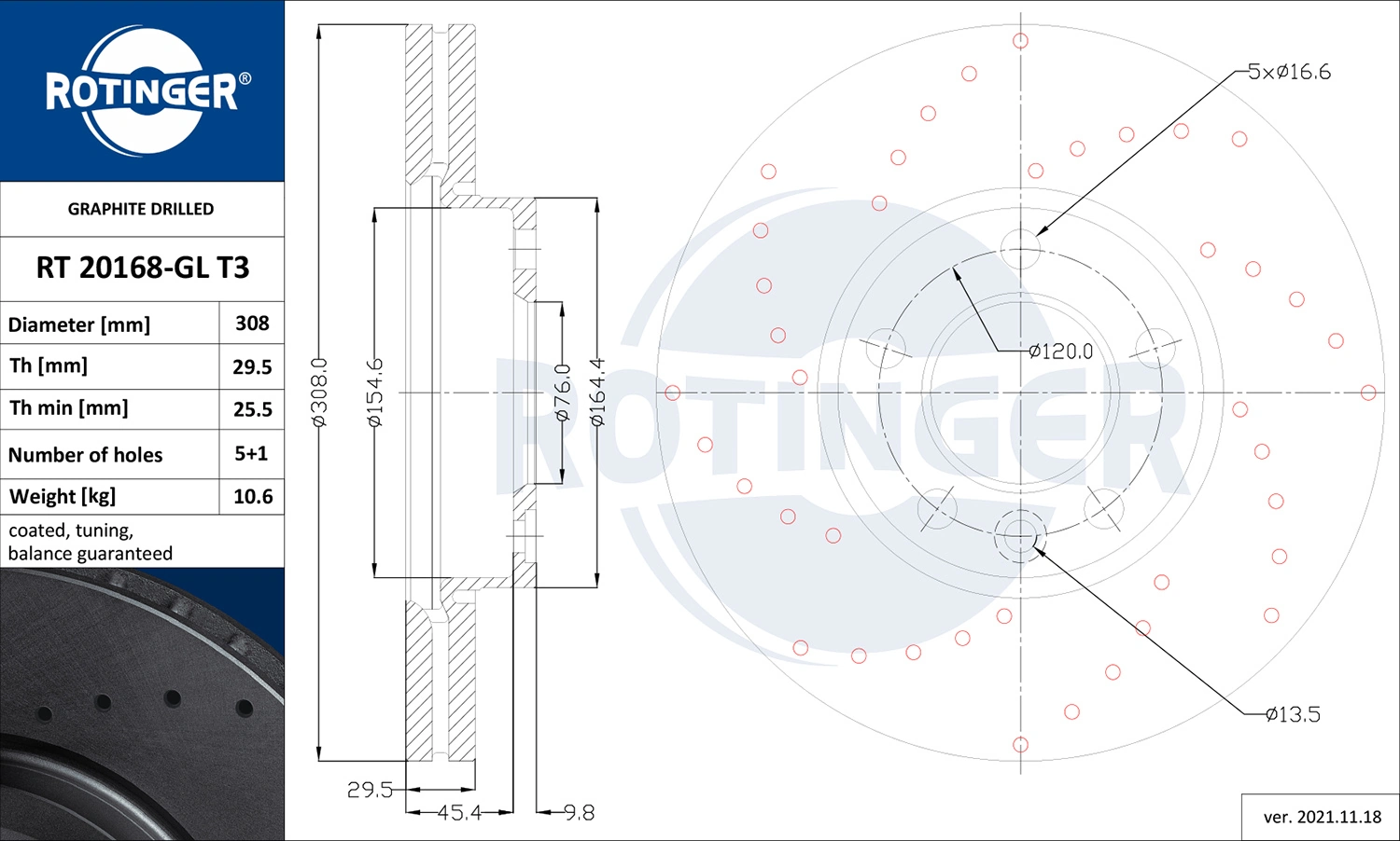 ROTINGER féktárcsa - RT 20168-GL T3 - TothCarparts