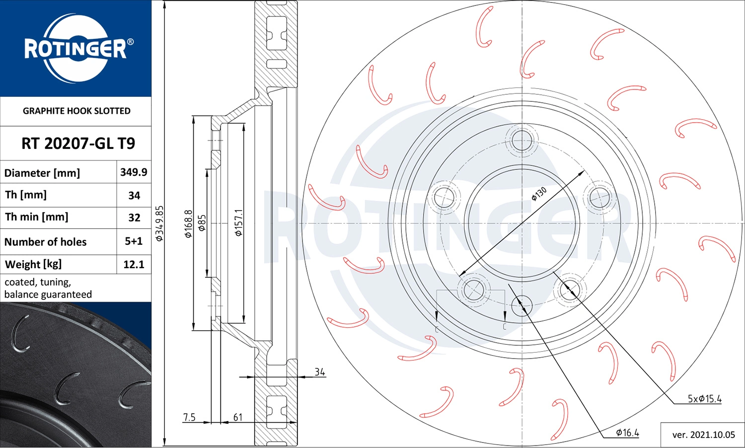 ROTINGER féktárcsa - RT 20207-GL T9 - TothCarparts