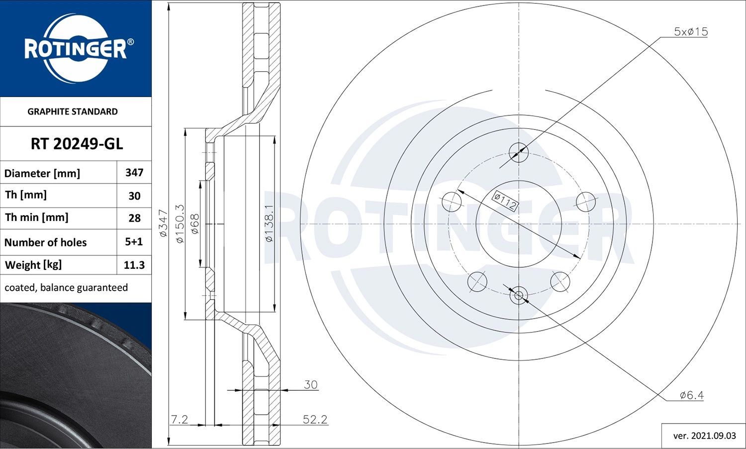 ROTINGER féktárcsa - RT 20249-GL - TothCarparts