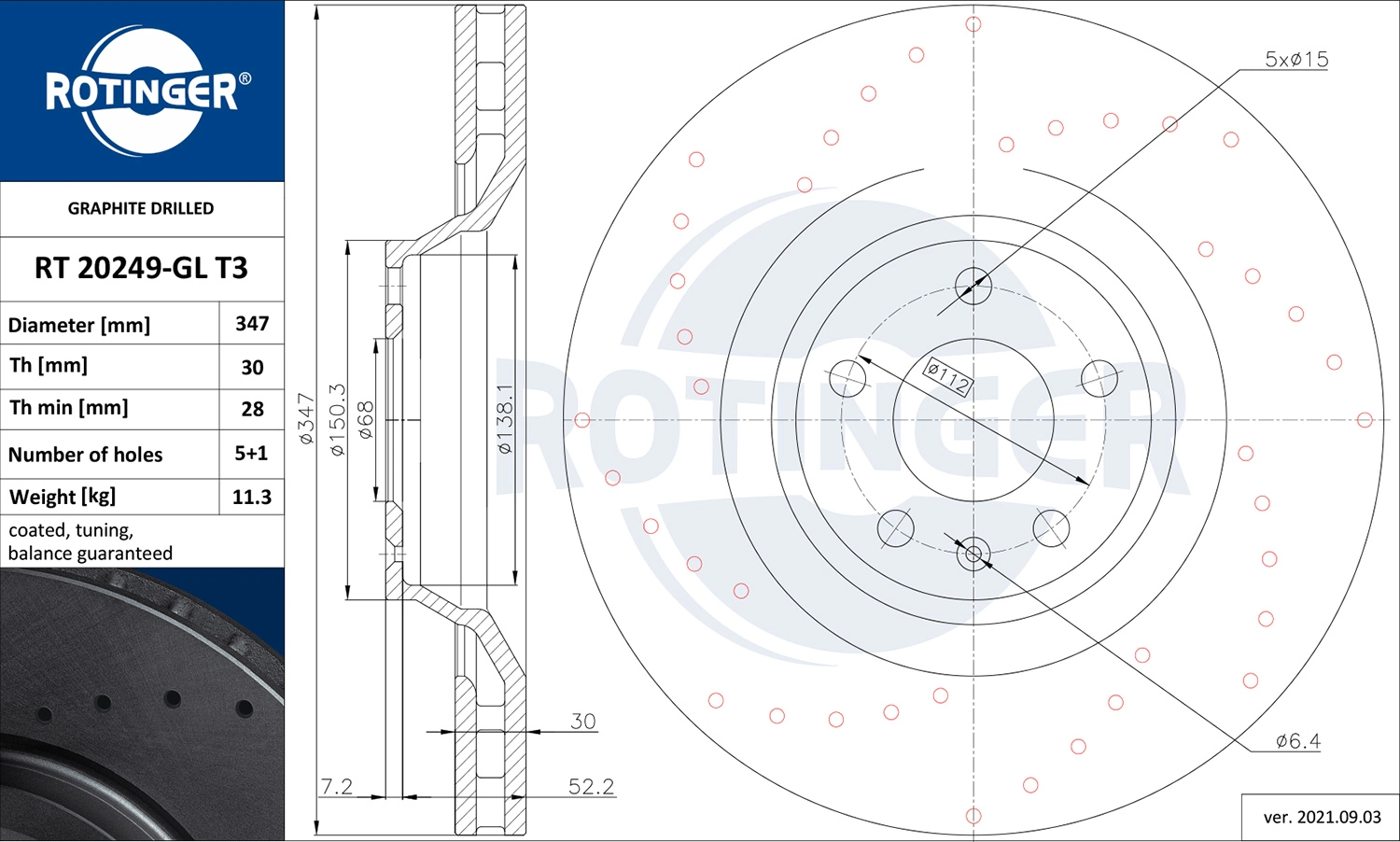 ROTINGER féktárcsa - RT 20249-GL T3 - TothCarparts