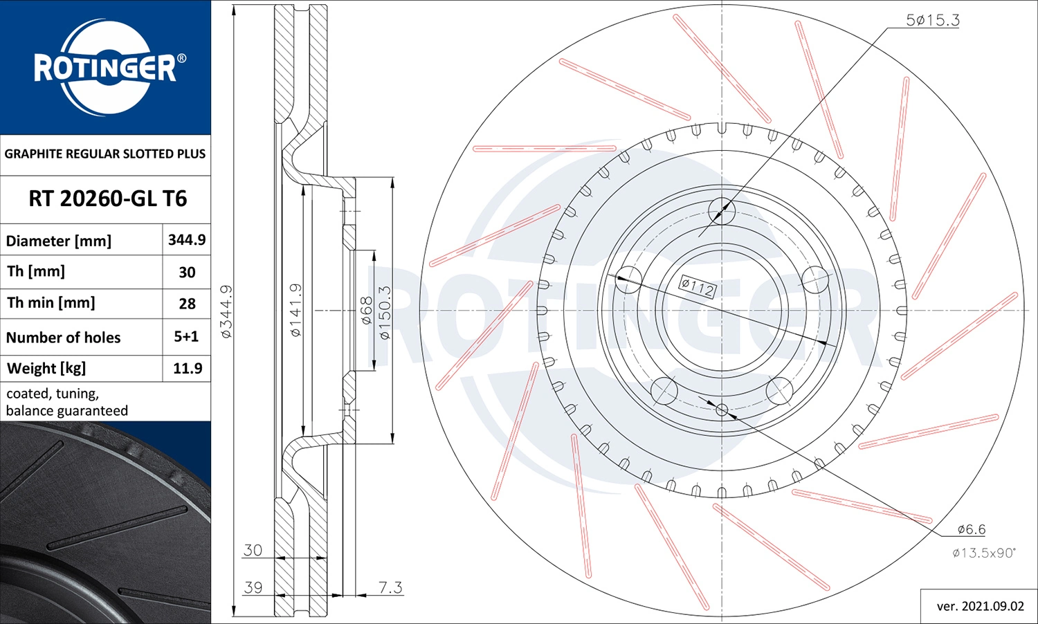 ROTINGER féktárcsa - RT 20260-GL T6 - TothCarparts
