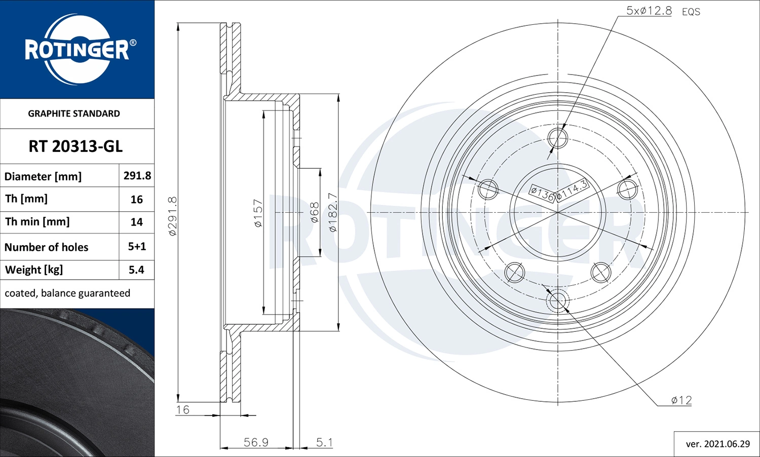ROTINGER féktárcsa - RT 20313-GL - TothCarparts