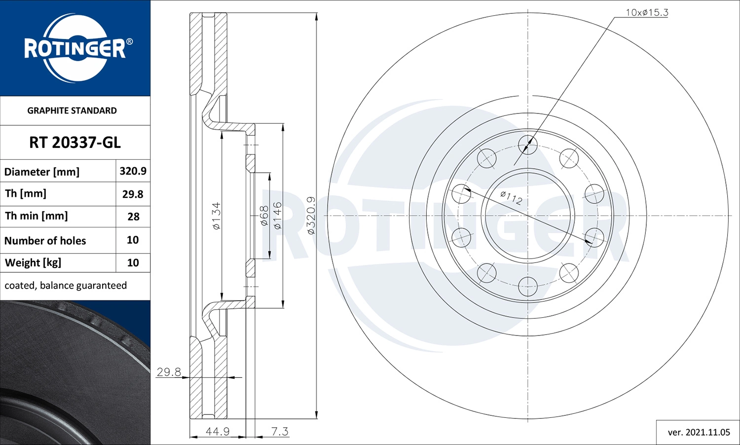 ROTINGER féktárcsa - RT 20337-GL - TothCarparts