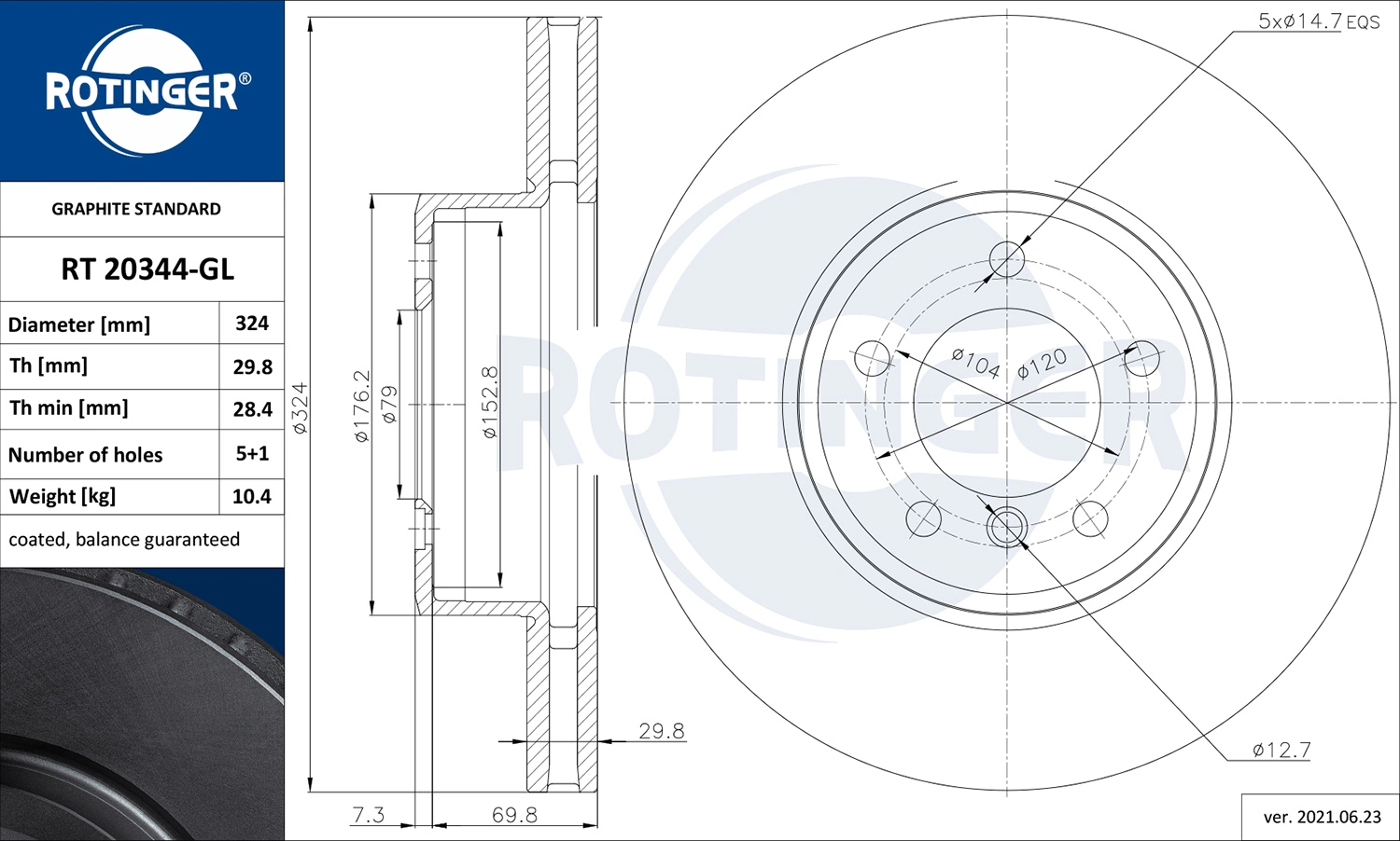 ROTINGER féktárcsa - RT 20344-GL - TothCarparts