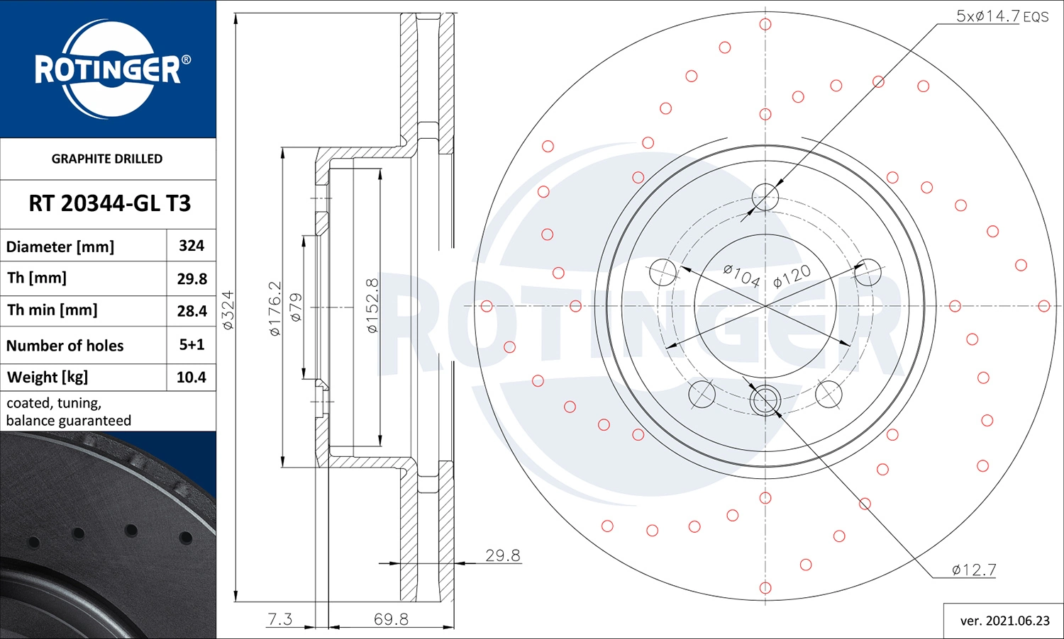 ROTINGER féktárcsa - RT 20344-GL T3 - TothCarparts