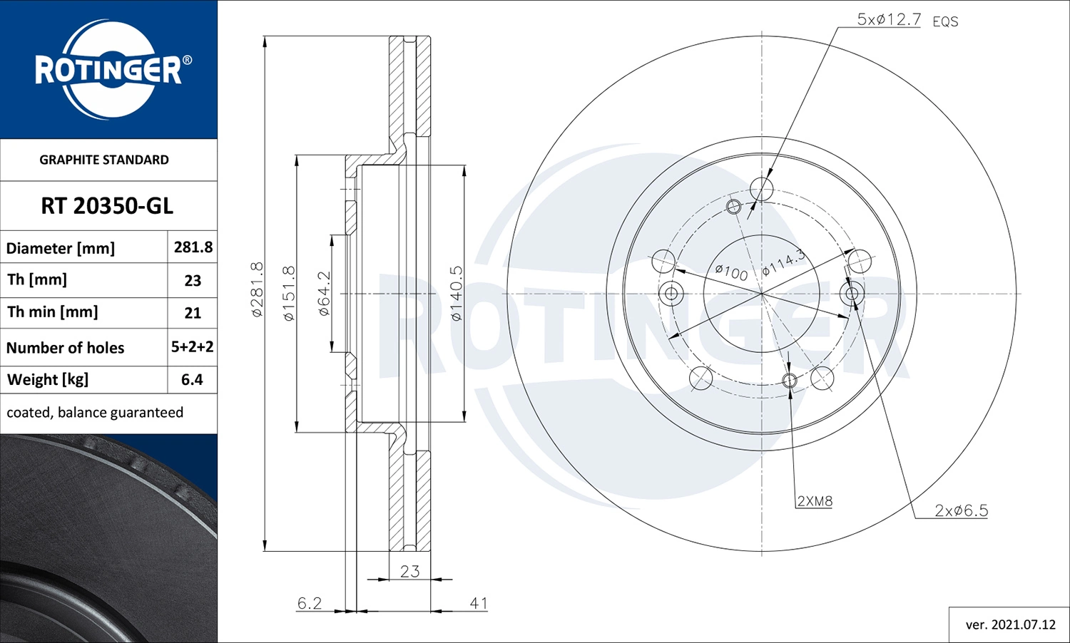 ROTINGER féktárcsa - RT 20350-GL - TothCarparts