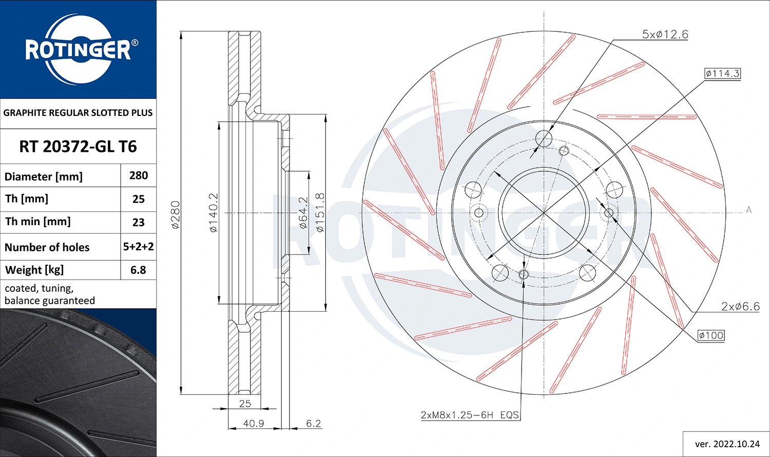 ROTINGER féktárcsa - RT 20372-GL T6 - TothCarparts