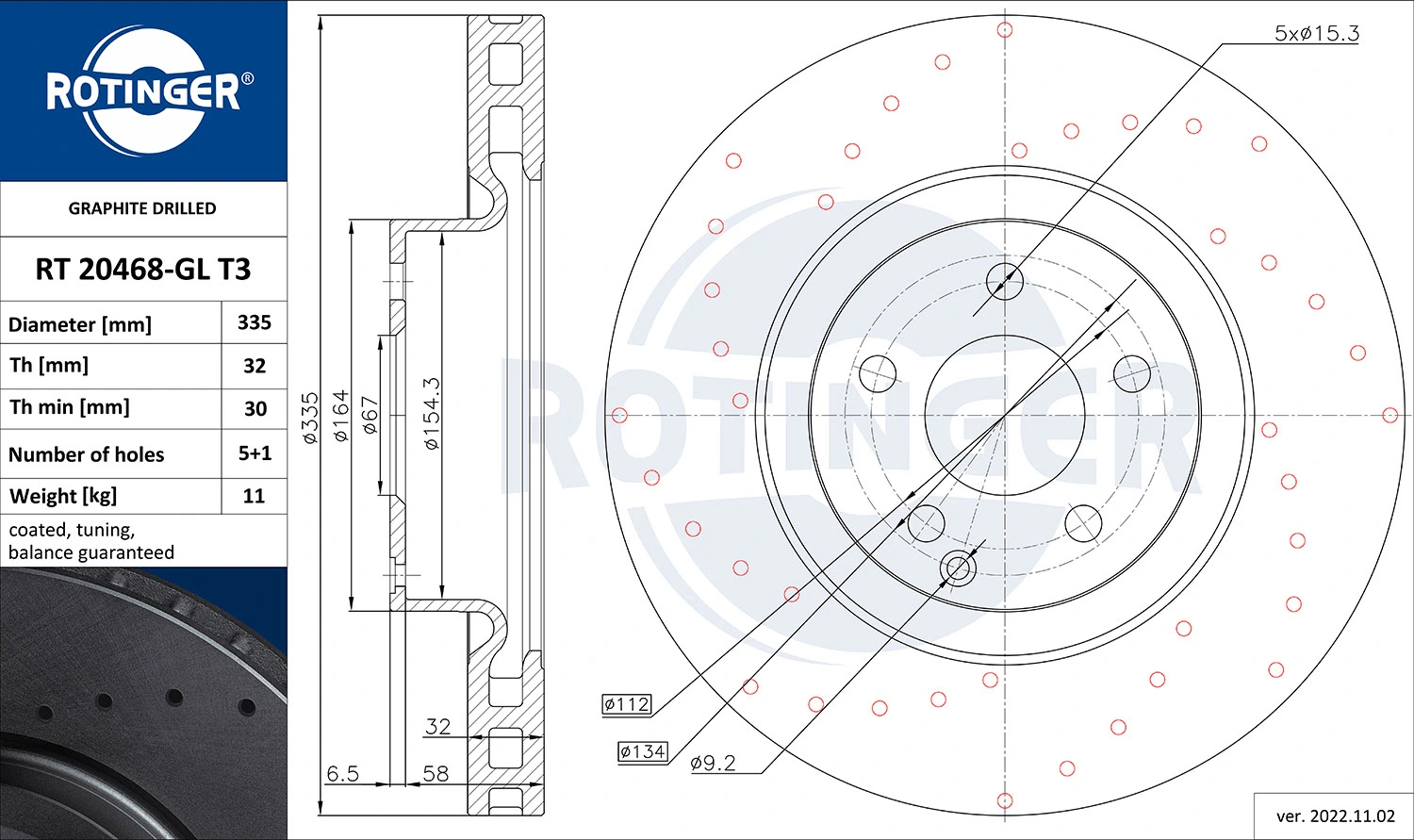 ROTINGER féktárcsa - RT 20468-GL T3 - TothCarparts