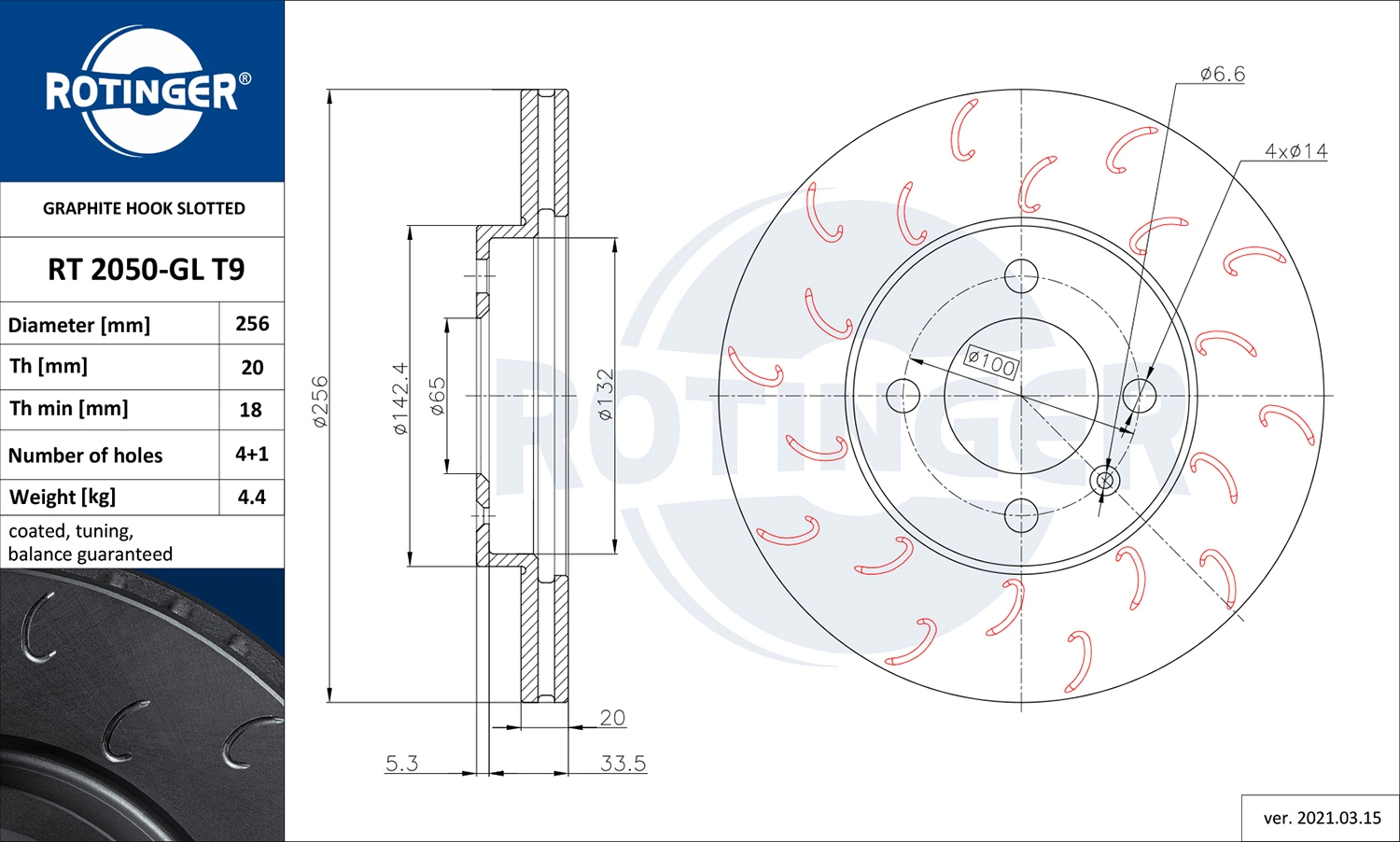 ROTINGER féktárcsa - RT 2050-GL T9 - TothCarparts