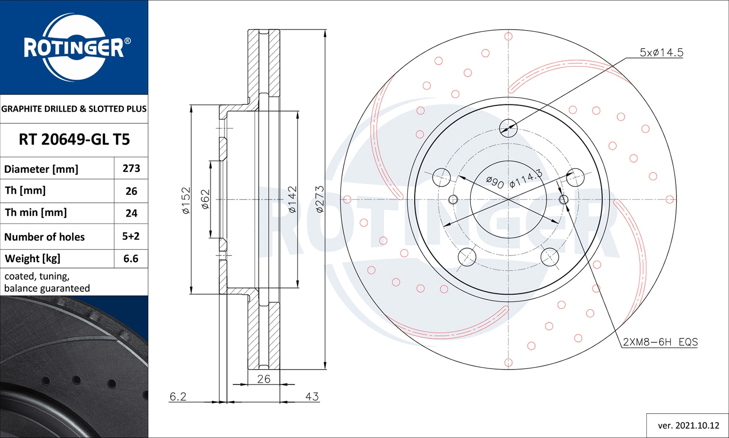 ROTINGER féktárcsa - RT 20649-GL T5 - TothCarparts