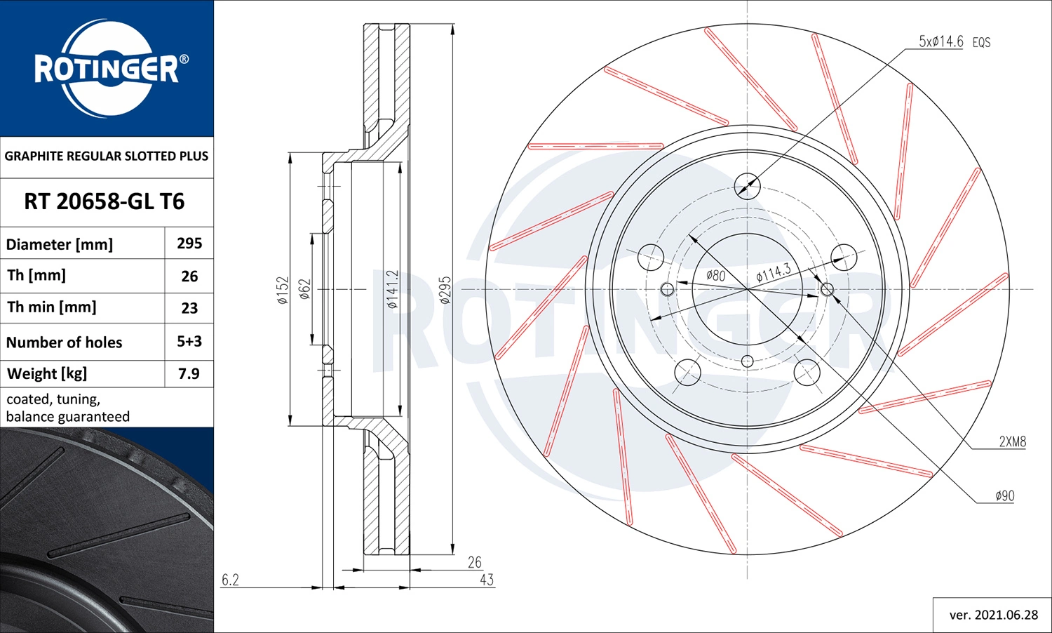 ROTINGER féktárcsa - RT 20658-GL T6 - TothCarparts