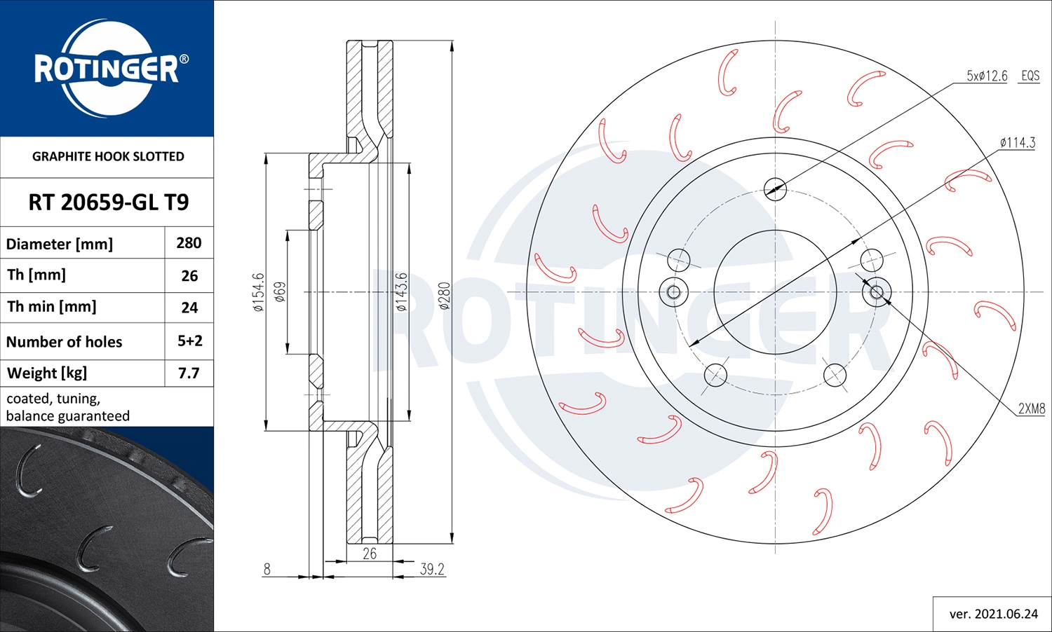 ROTINGER féktárcsa - RT 20659-GL T9 - TothCarparts