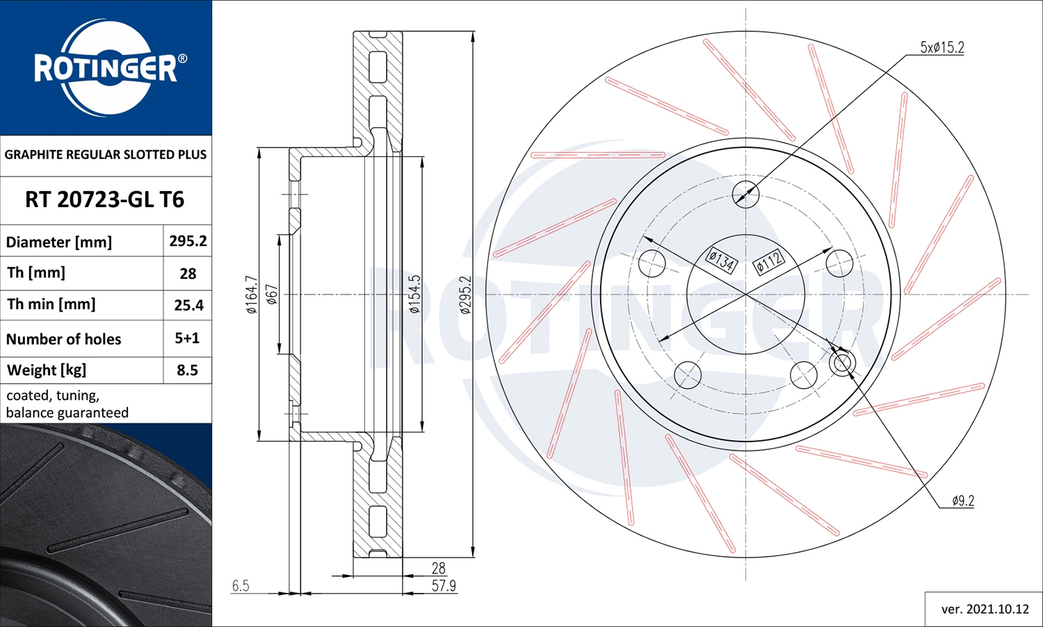 ROTINGER féktárcsa - RT 20723-GL T6 - TothCarparts