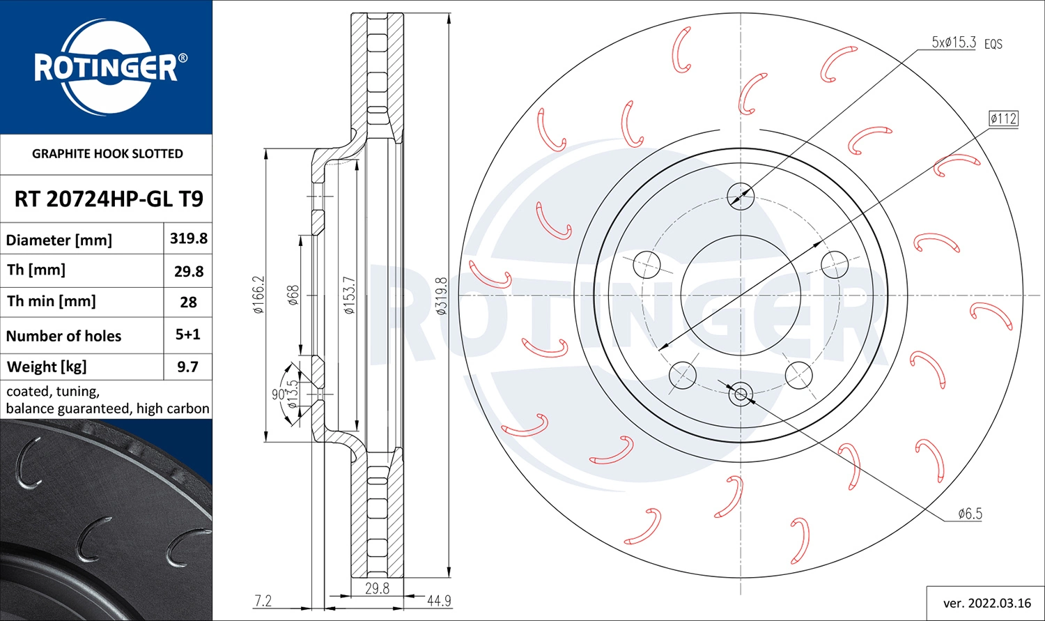 ROTINGER féktárcsa - RT 20724HP-GL T9 - TothCarparts