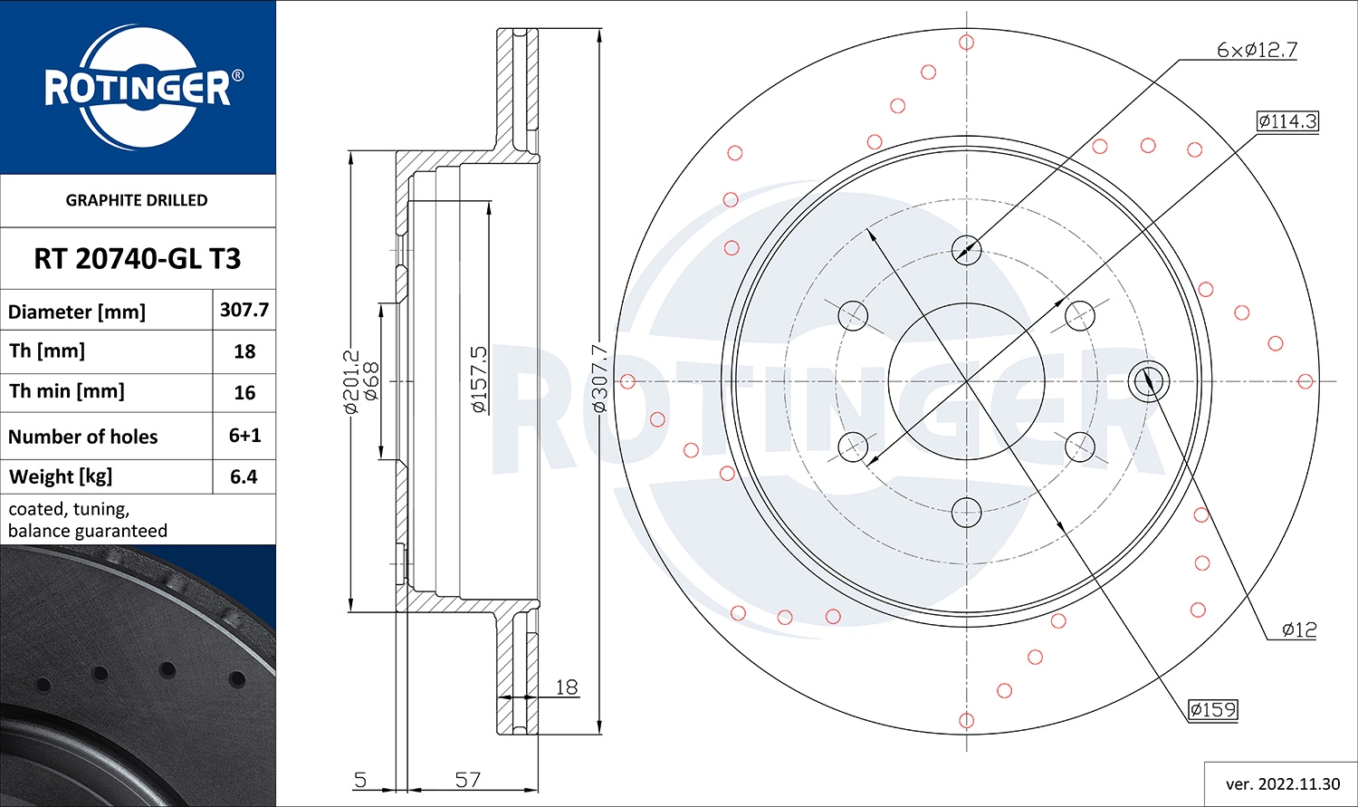 ROTINGER féktárcsa - RT 20740-GL T3 - TothCarparts