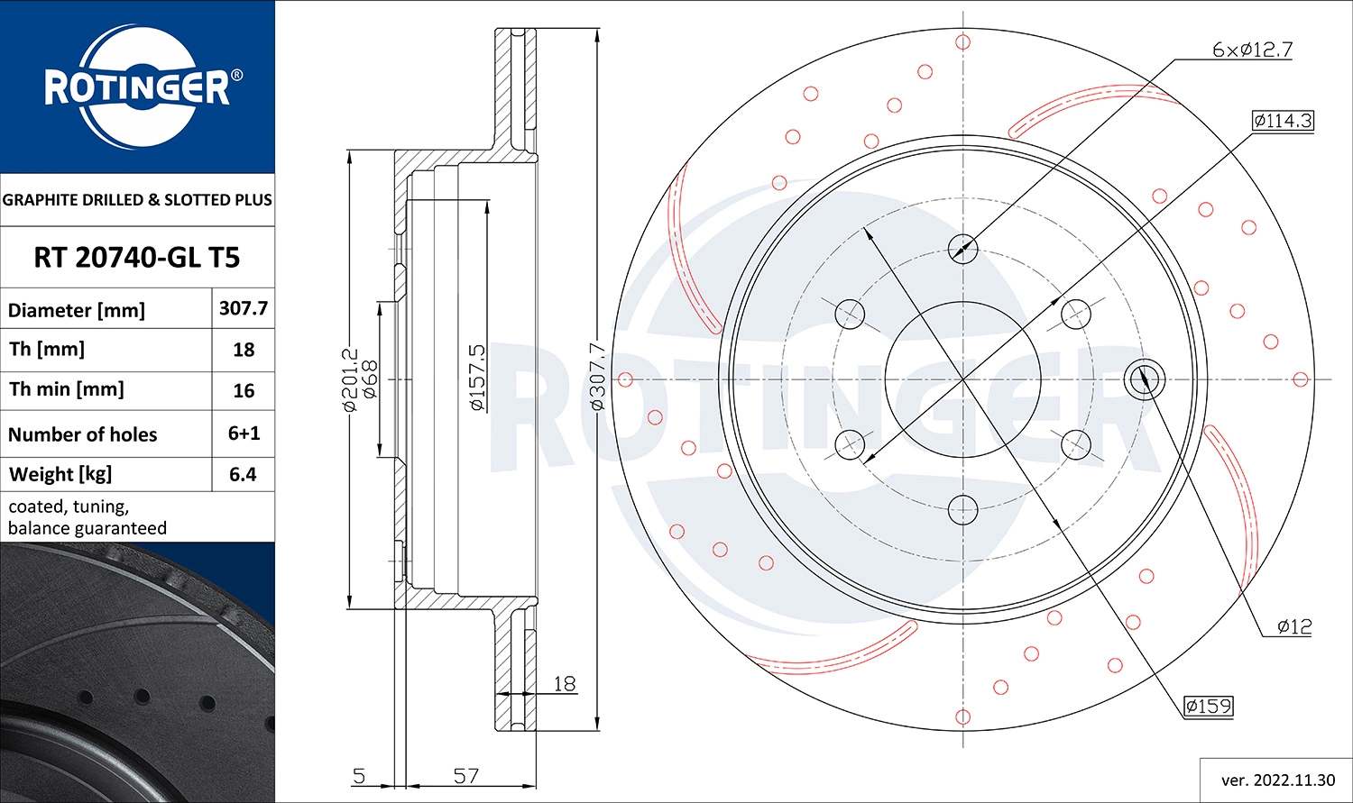 ROTINGER féktárcsa - RT 20740-GL T5 - TothCarparts