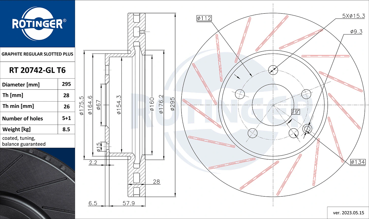 ROTINGER féktárcsa - RT 20742-GL T6 - TothCarparts