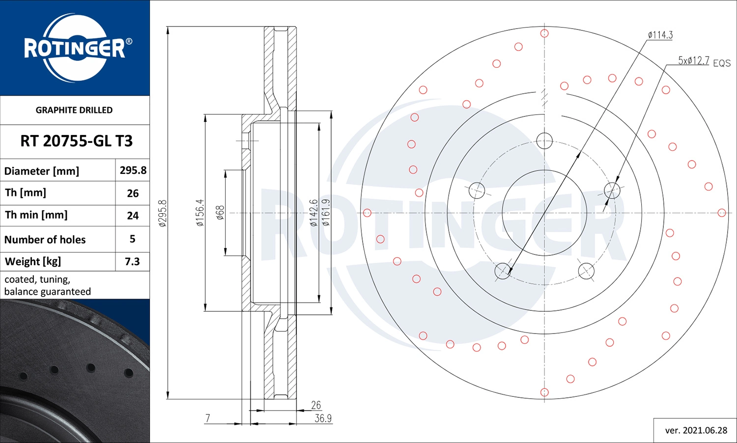 ROTINGER féktárcsa - RT 20755-GL T3 - TothCarparts