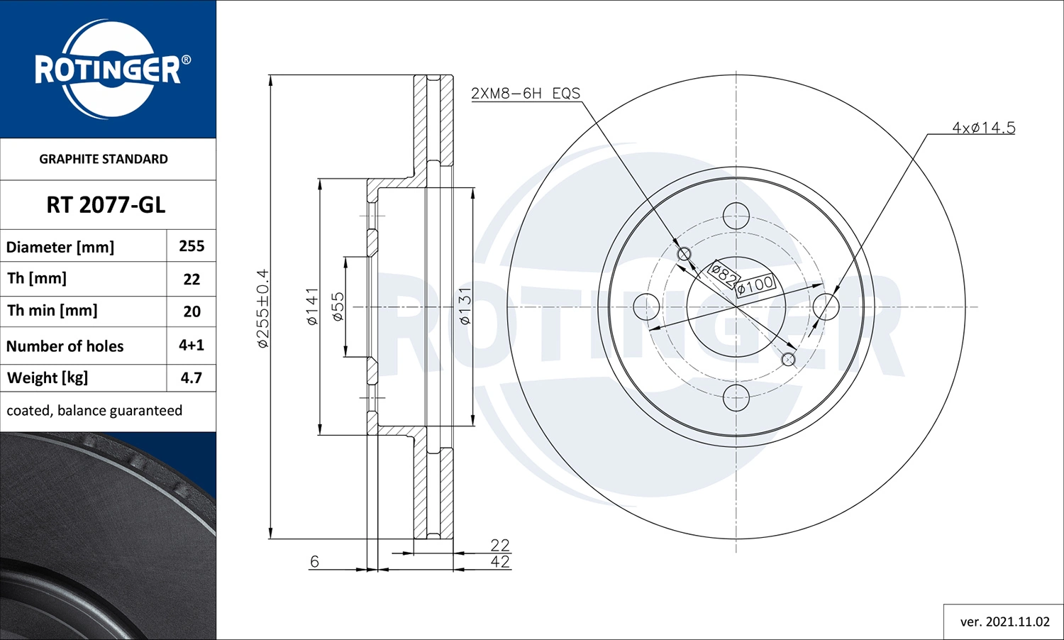 ROTINGER féktárcsa - RT 2077-GL - TothCarparts