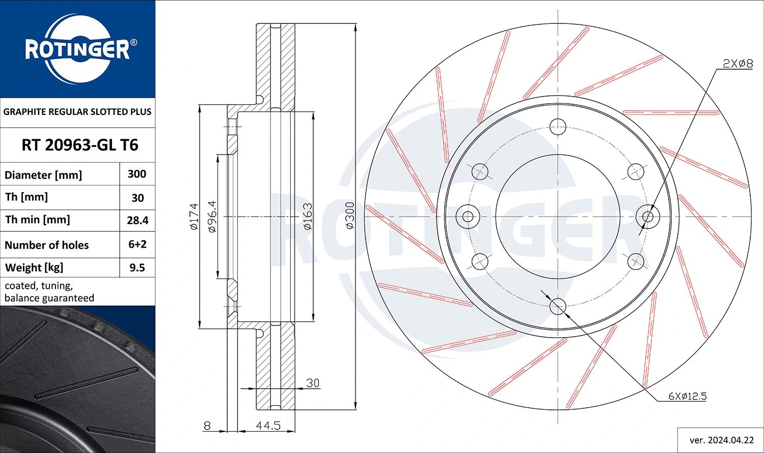 ROTINGER féktárcsa - RT 20963-GL T6 - TothCarparts