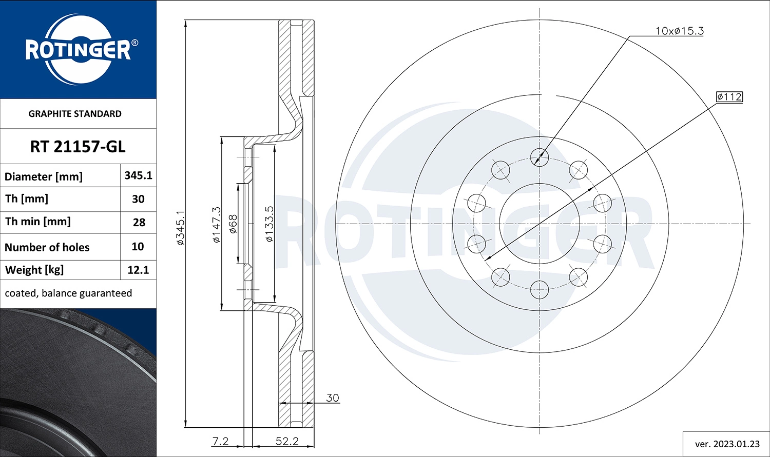 ROTINGER féktárcsa - RT 21157-GL - TothCarparts