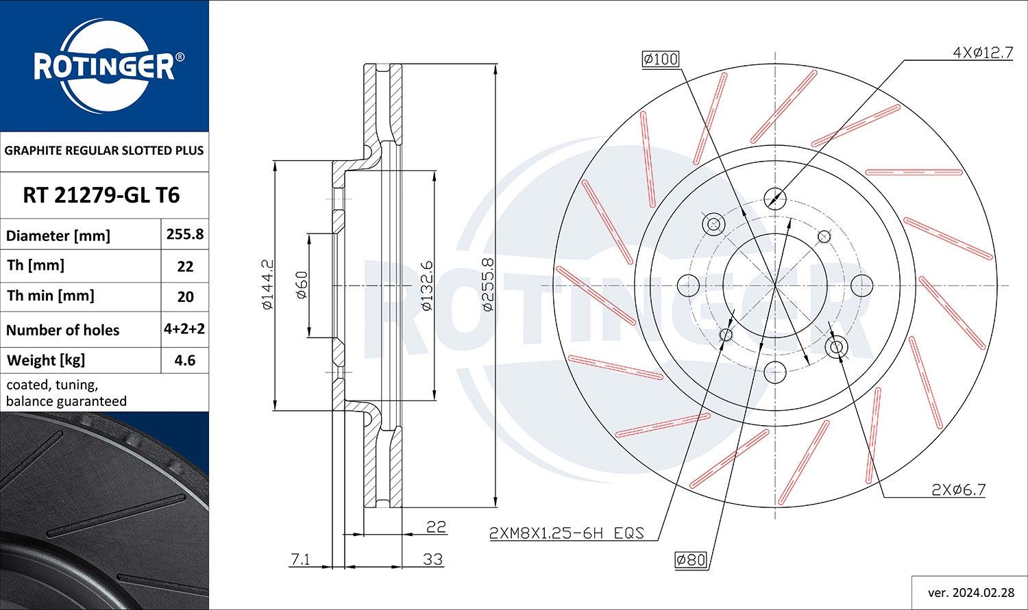 ROTINGER féktárcsa - RT 21279-GL T6 - TothCarparts