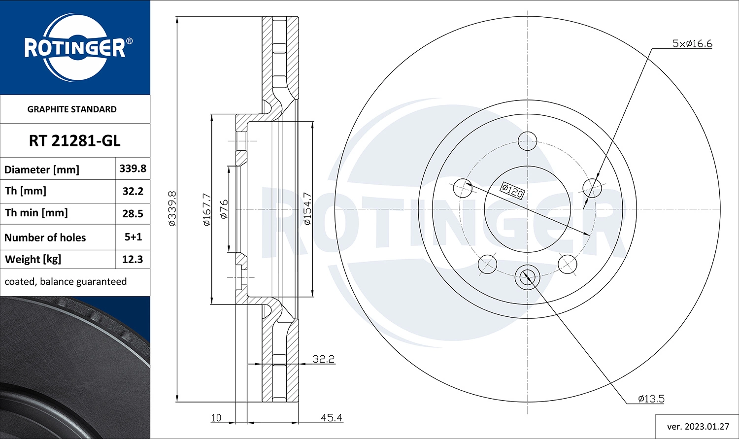 ROTINGER féktárcsa - RT 21281-GL - TothCarparts