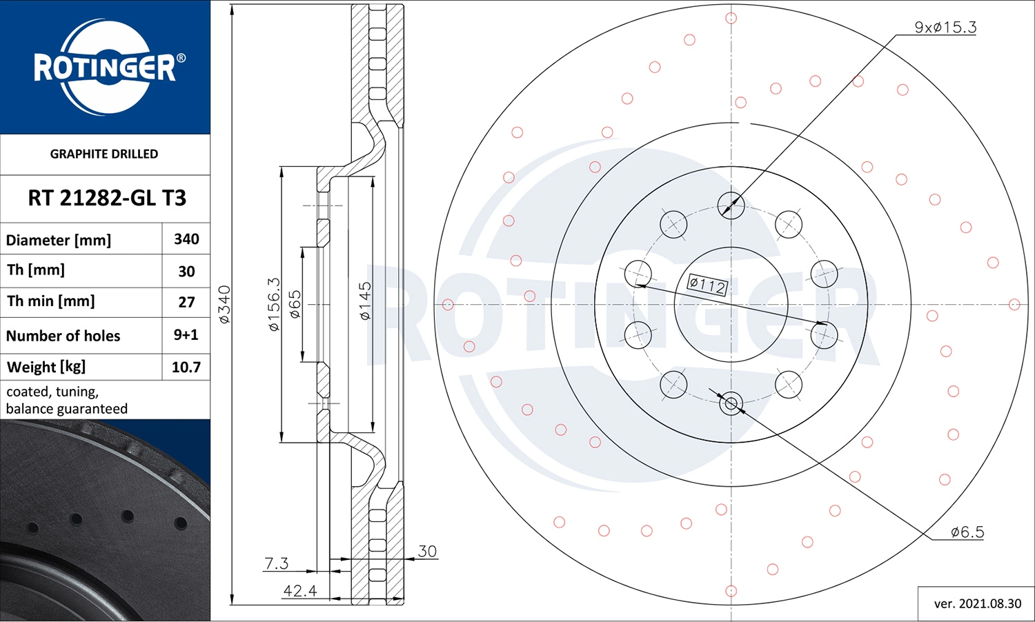 ROTINGER féktárcsa - RT 21282-GL T3 - TothCarparts
