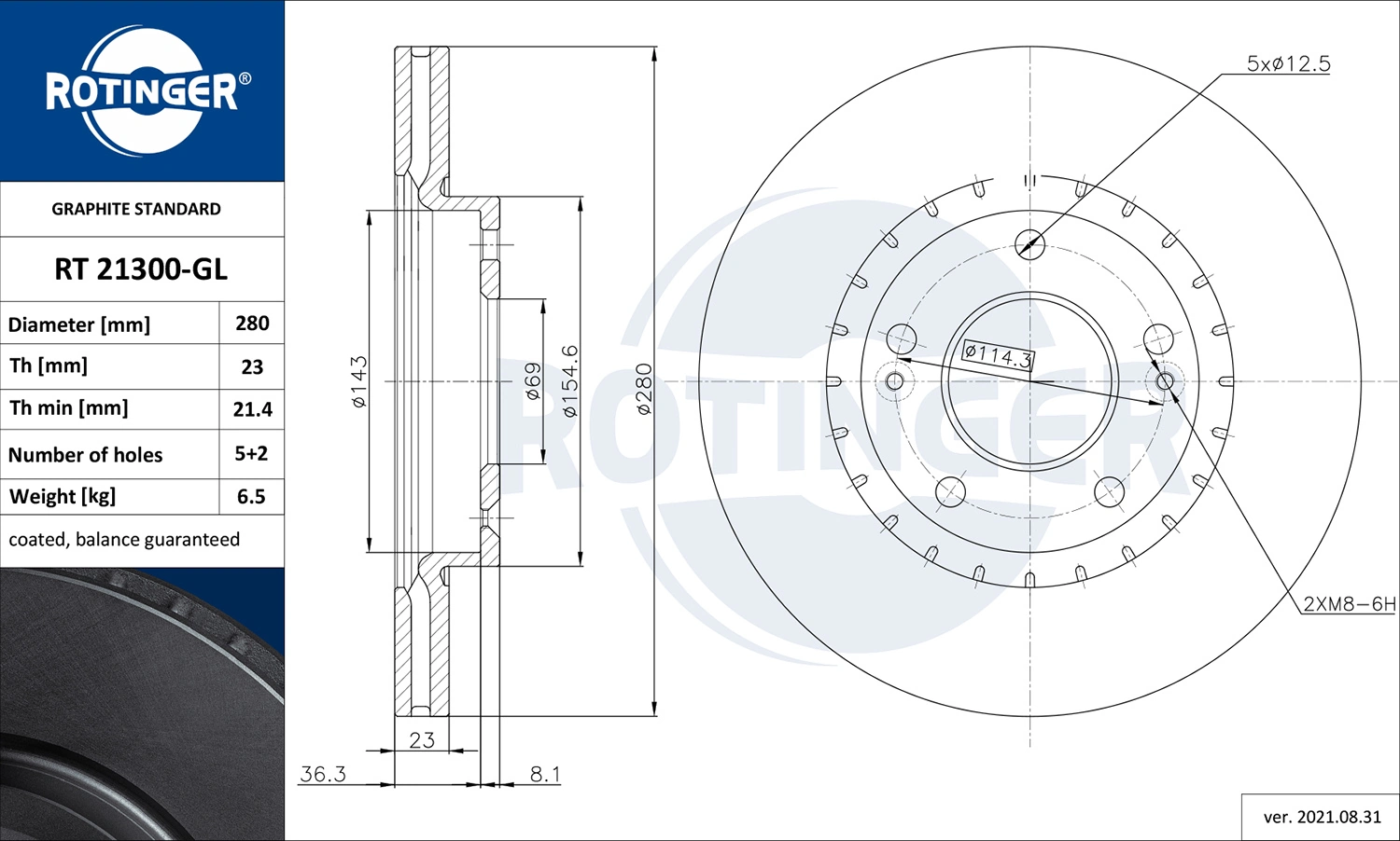 ROTINGER féktárcsa - RT 21300-GL - TothCarparts