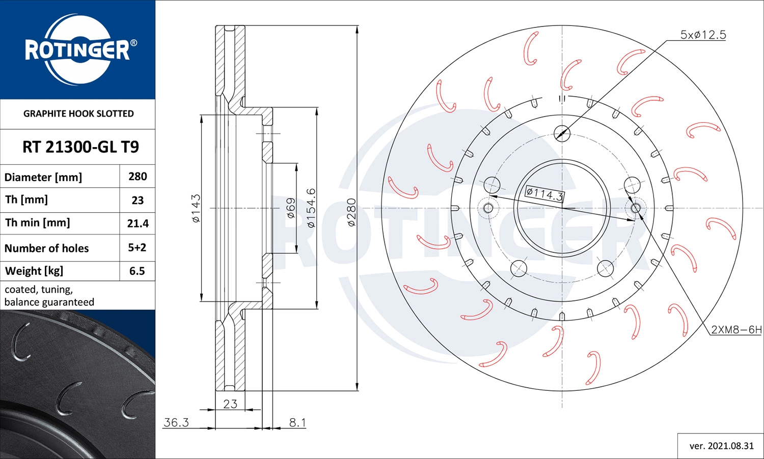 ROTINGER féktárcsa - RT 21300-GL T9 - TothCarparts