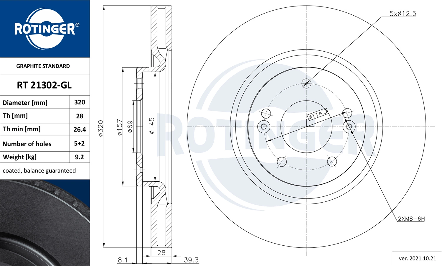 ROTINGER féktárcsa - RT 21302-GL - TothCarparts