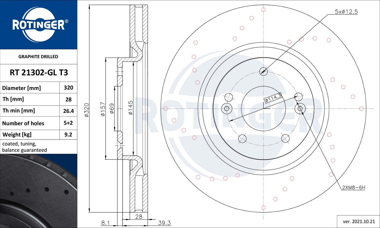 ROTINGER féktárcsa - RT 21302-GL T3 - TothCarparts