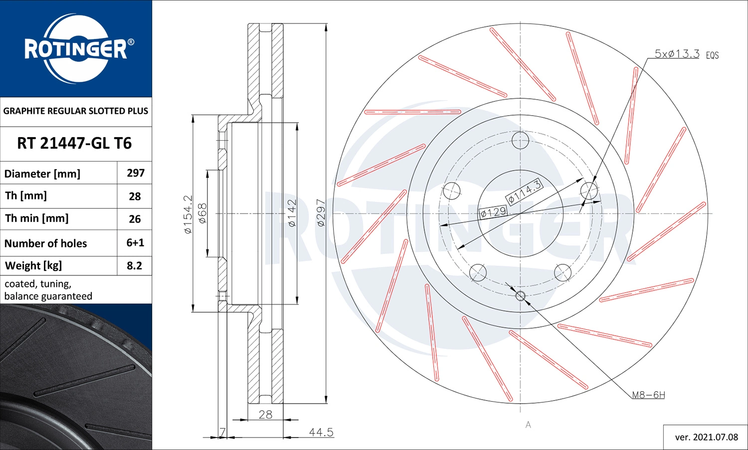 ROTINGER féktárcsa - RT 21447-GL T6 - TothCarparts