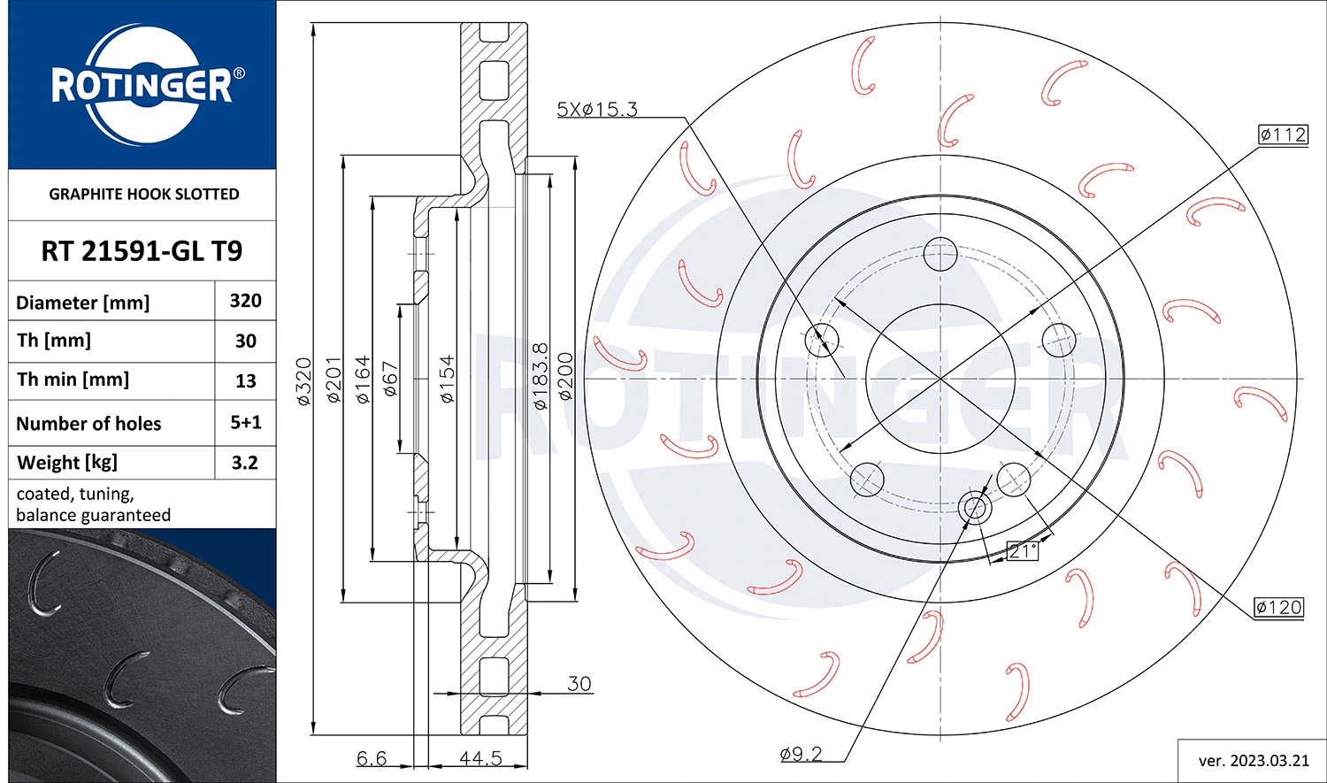 ROTINGER féktárcsa - RT 21591-GL T9 - TothCarparts