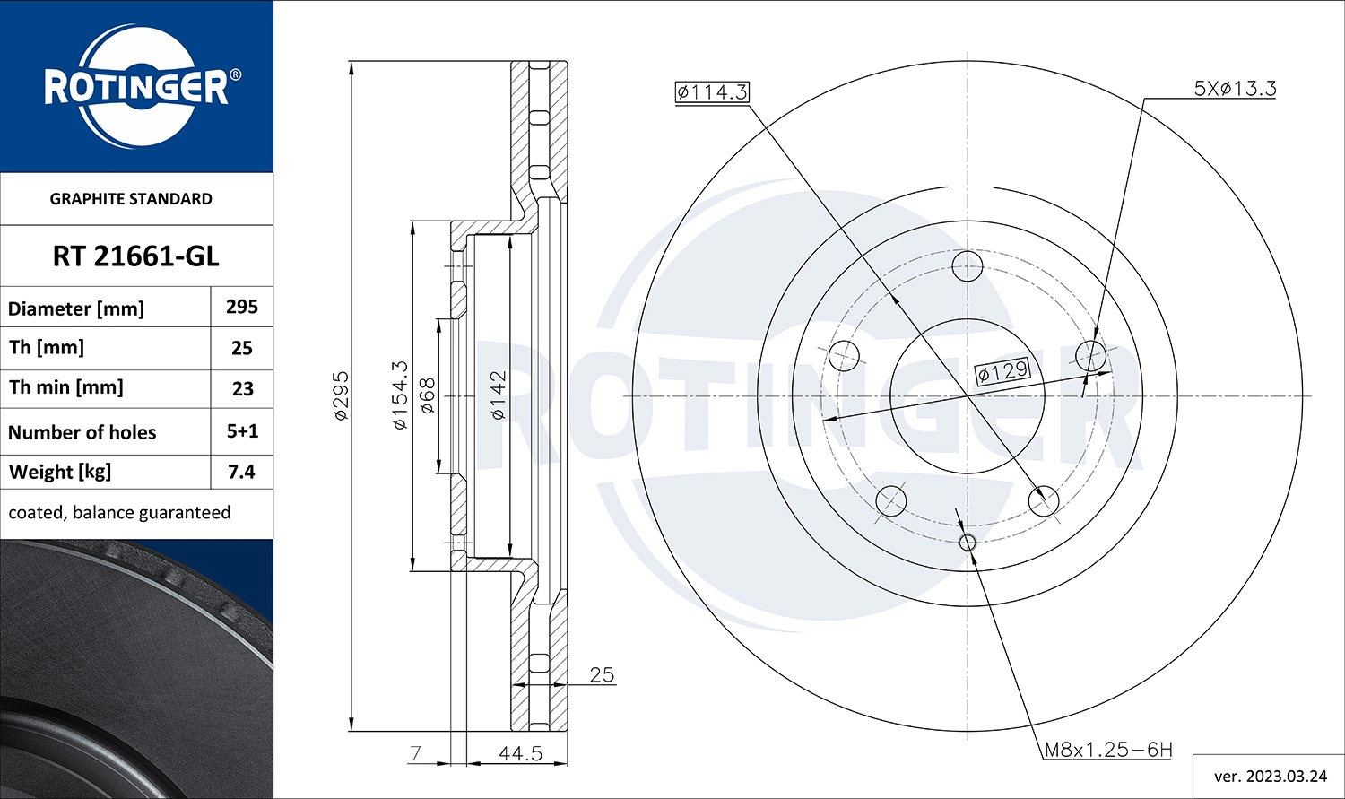 ROTINGER féktárcsa - RT 21661-GL - TothCarparts