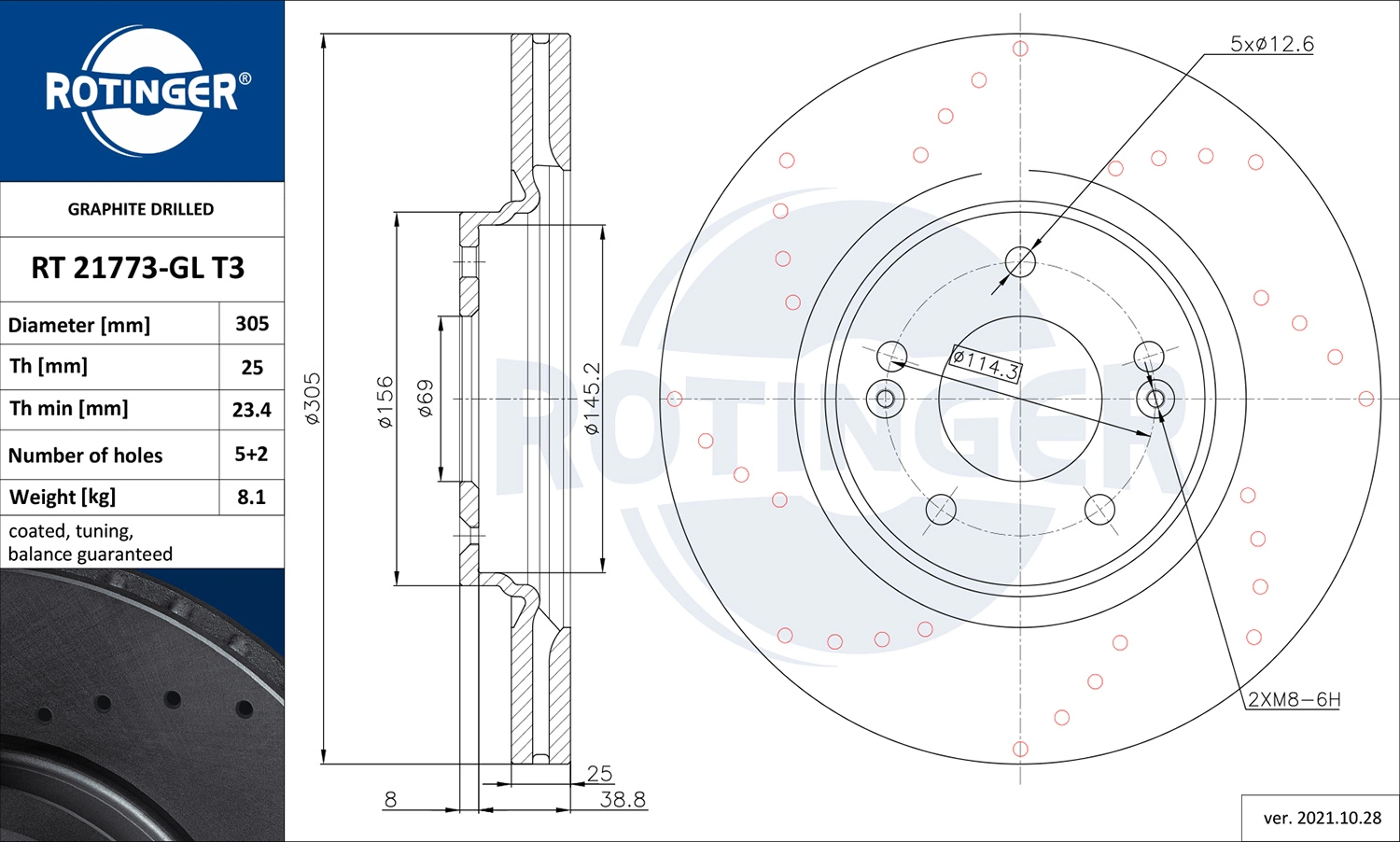 ROTINGER féktárcsa - RT 21773-GL T3 - TothCarparts