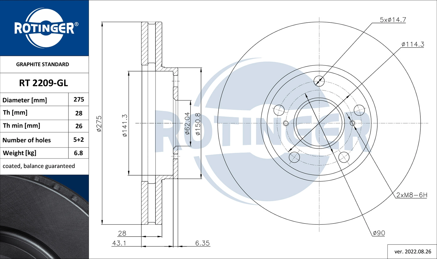 ROTINGER féktárcsa - RT 2209-GL - TothCarparts