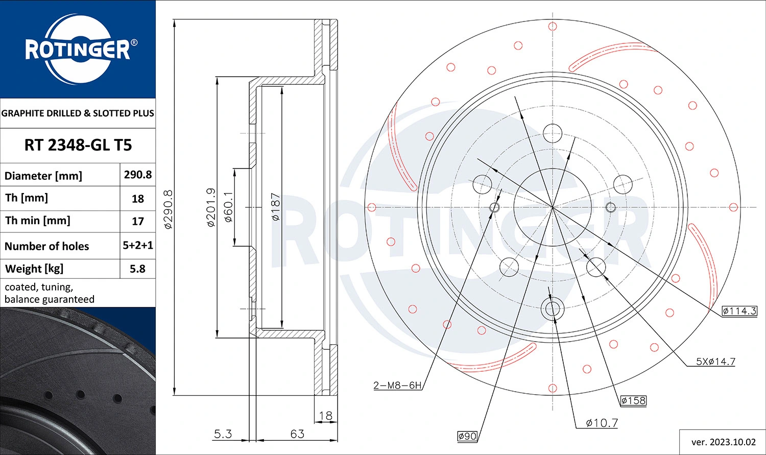 ROTINGER féktárcsa - RT 2348-GL T5 - TothCarparts