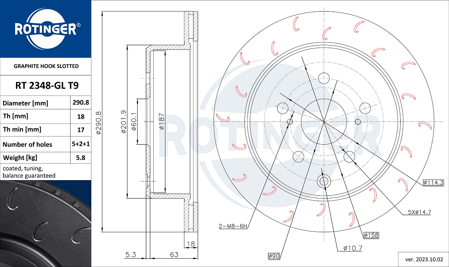 ROTINGER féktárcsa - RT 2348-GL T9 - TothCarparts