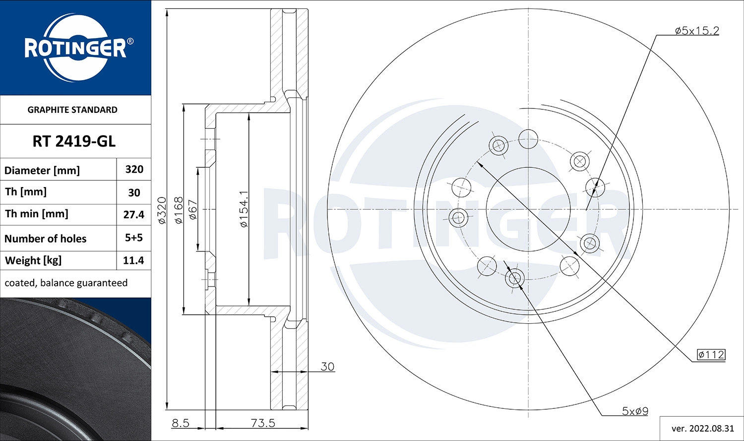 ROTINGER féktárcsa - RT 2419-GL - TothCarparts