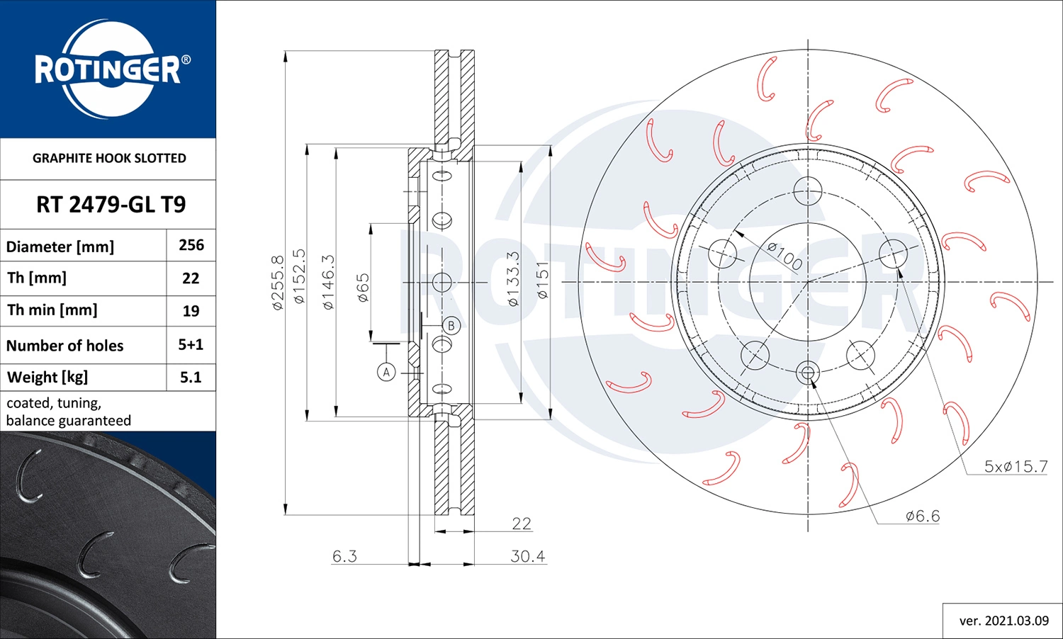 ROTINGER féktárcsa - RT 2479-GL T9 - TothCarparts