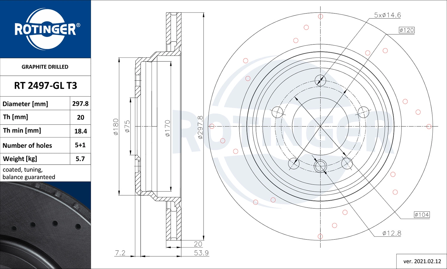 ROTINGER féktárcsa - RT 2497-GL T3 - TothCarparts