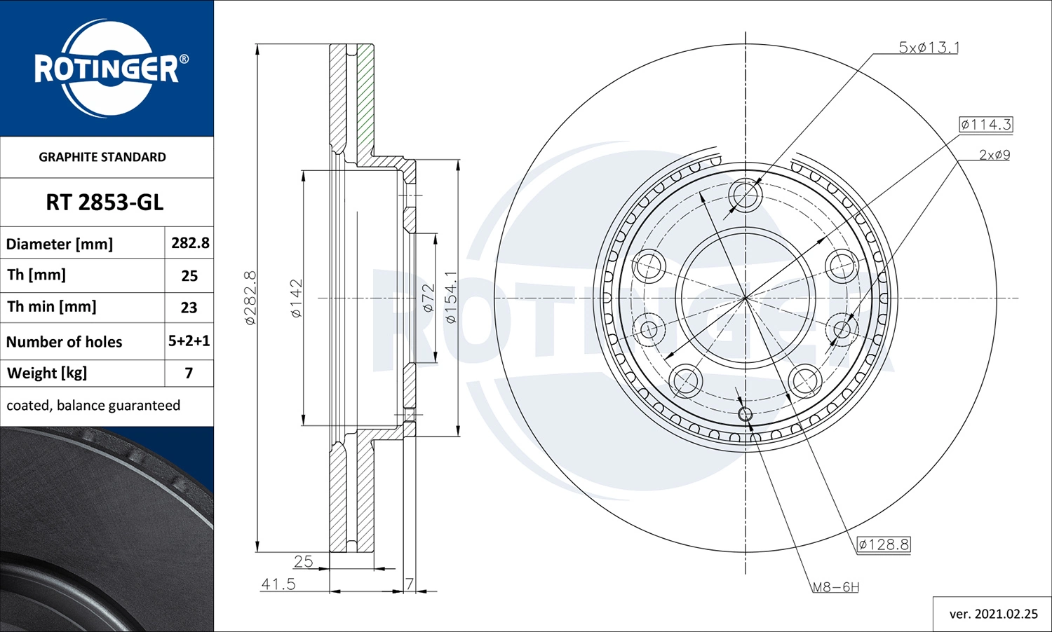 ROTINGER féktárcsa - RT 2853-GL - TothCarparts